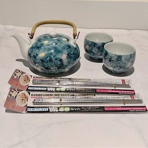 Asian Tea Set with Stainless Steel Chopsticks